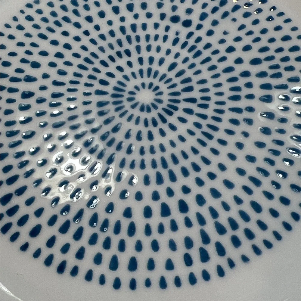 Crate and Barrel Blue Seed Design ceramic 5” mini plate.